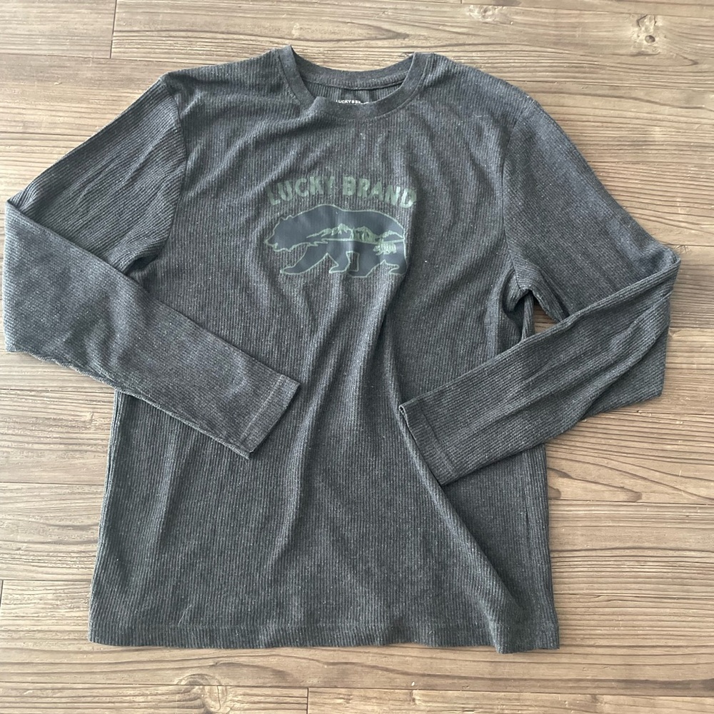 Lucky Brand Men's Charcoal Long Sleeve Tee
